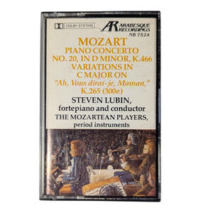 Mozart - Steven Lubin - Fortepiano and Conductor - Cassette -Vintage